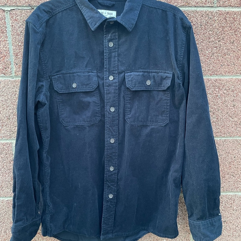 Line of Trade Mens Work shirt Casual Button Down Corduroy Double Elbow XL Navy - Picture 8 of 12
